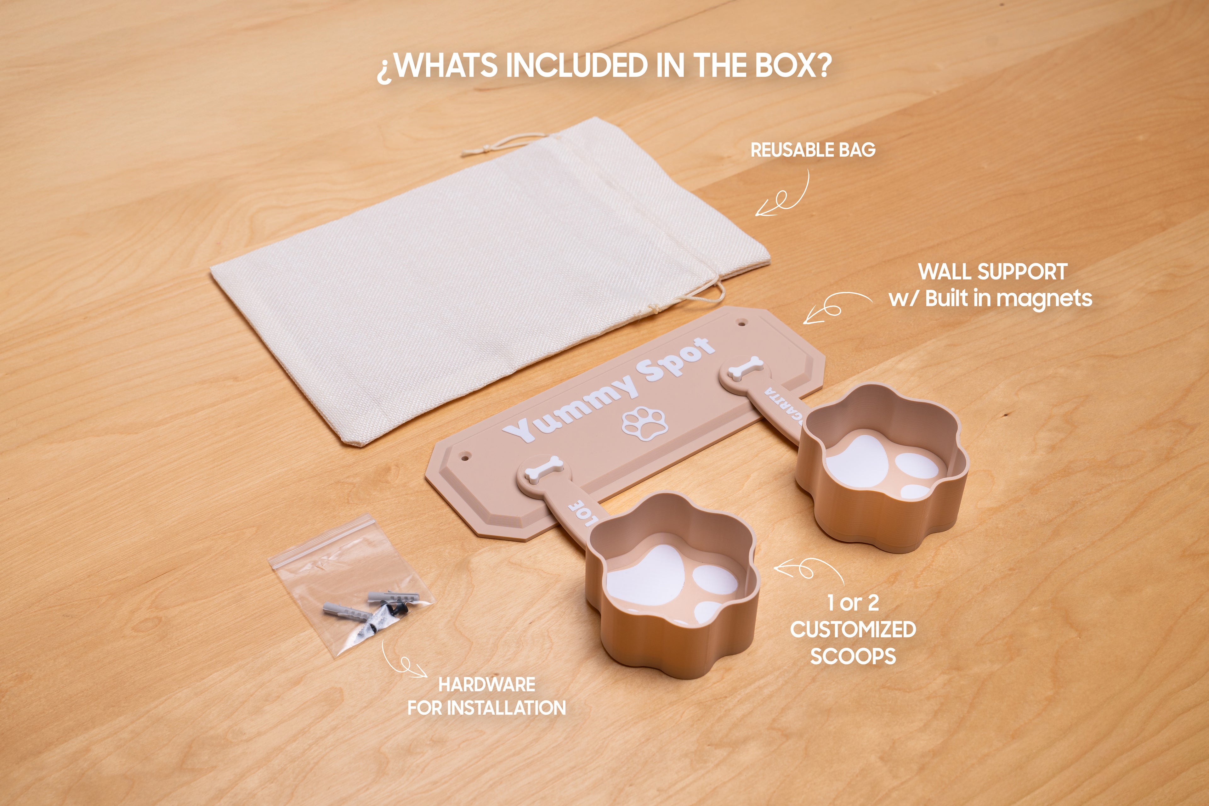 Dispensador de Comida para Perros Personalizado + Soporte de Pared GRATIS